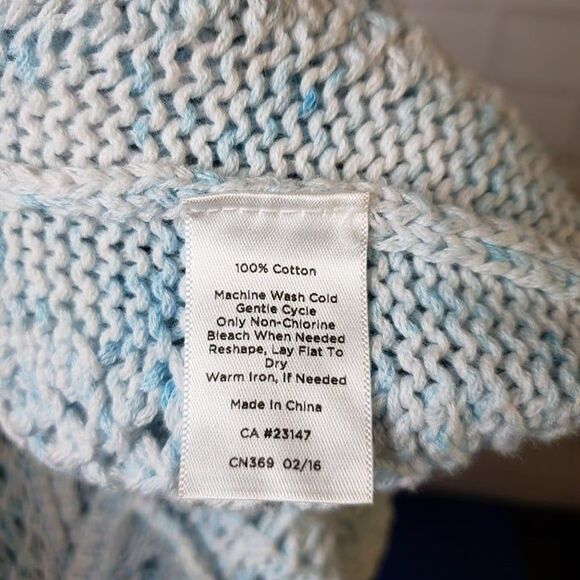 Talbots Petite Blue Crochet Tunic Top Boat Neck Cap Sleeve womens XL XLP Shirt - Picture 7 of 7